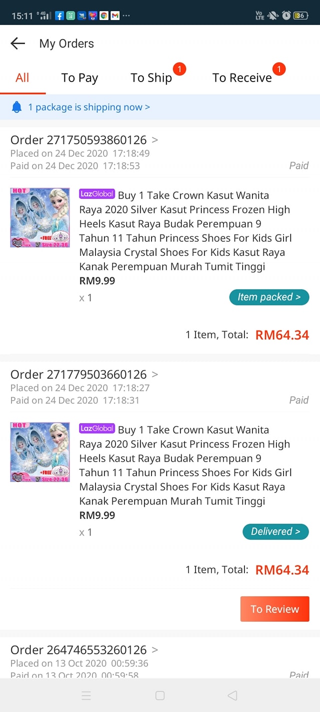 M'sian mum surprised after 5-year-old kid ordered two pairs of "Elsa" shoes online