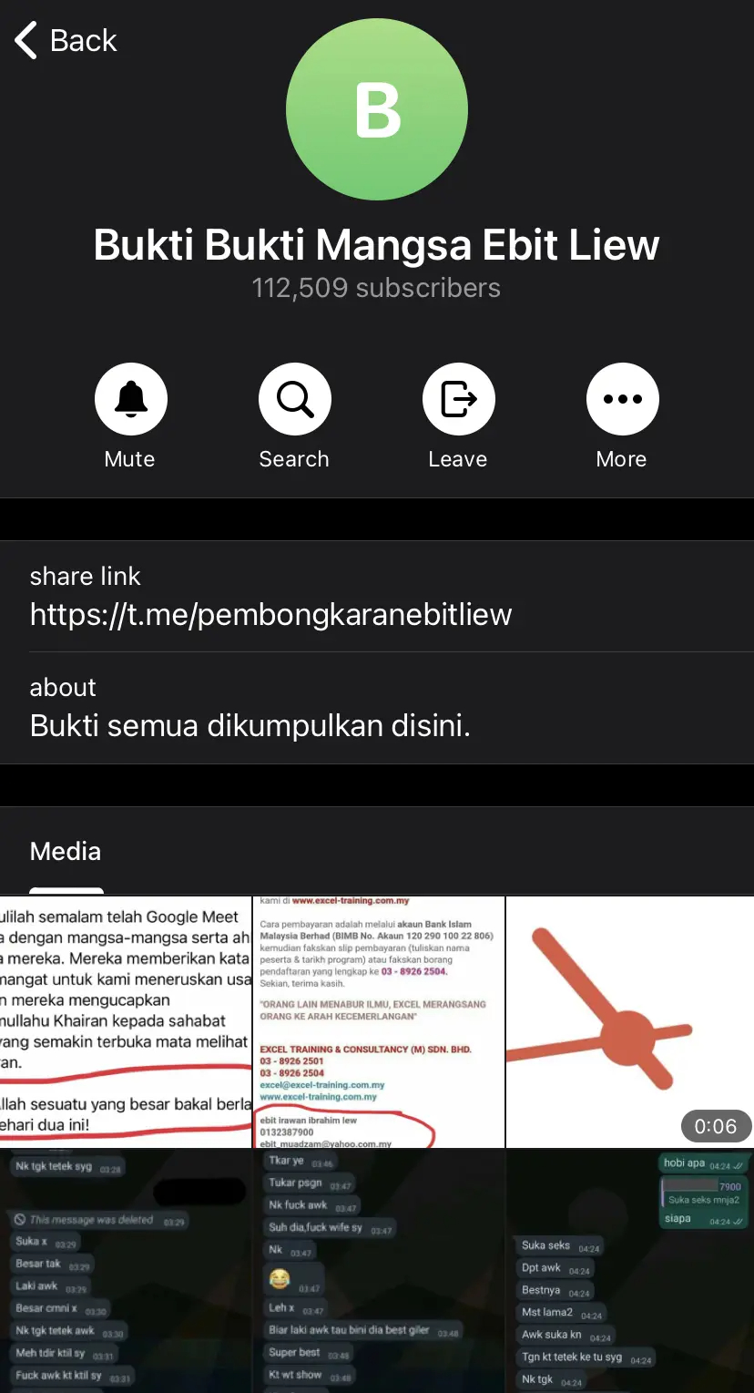 Screenshot of 'Bukti Bukti Mangsa Ebit Lew' .