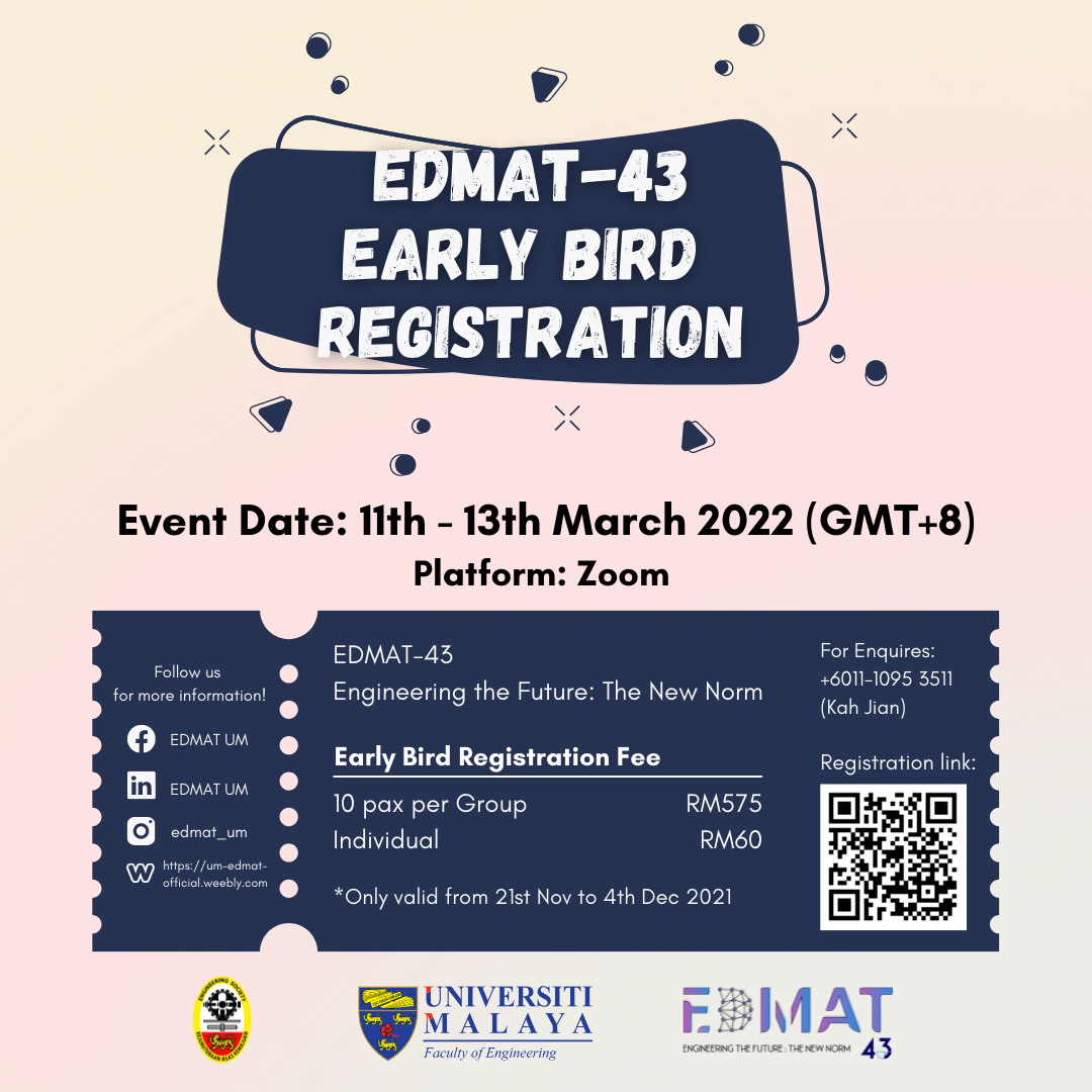 EDMAT-43 Early Bird Registration