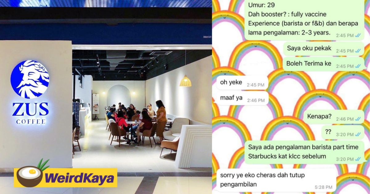 ZUS Coffee apologises over allegation of discrimination against OKU applicant