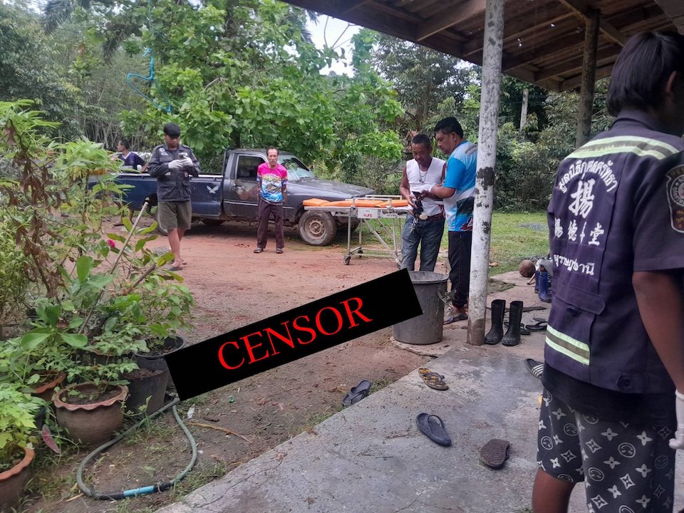 Aftermath of Thai man killed by grenade