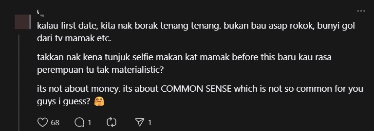 M'sian Woman Gets Blocked Online For Refusing To Go To Mamak For Her 1st Date comment 2