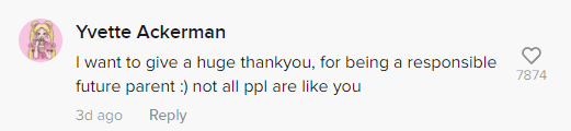 Comment that salutes OP for calling off relationship