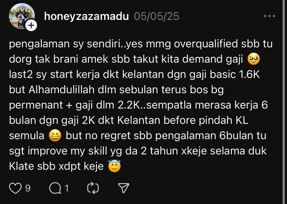 M’sian Woman With Degree Says She Couldn’t Get A Job In Kelantan As Employers Felt RM2K Salary Was Too Much comment