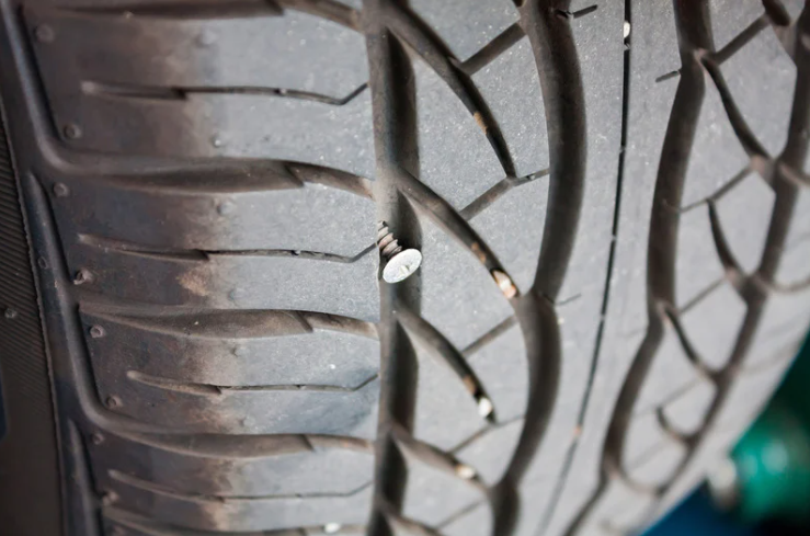 Nail in car tyre