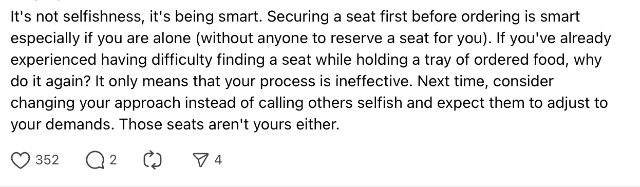 netizens says chopping seat is crucial comment 01