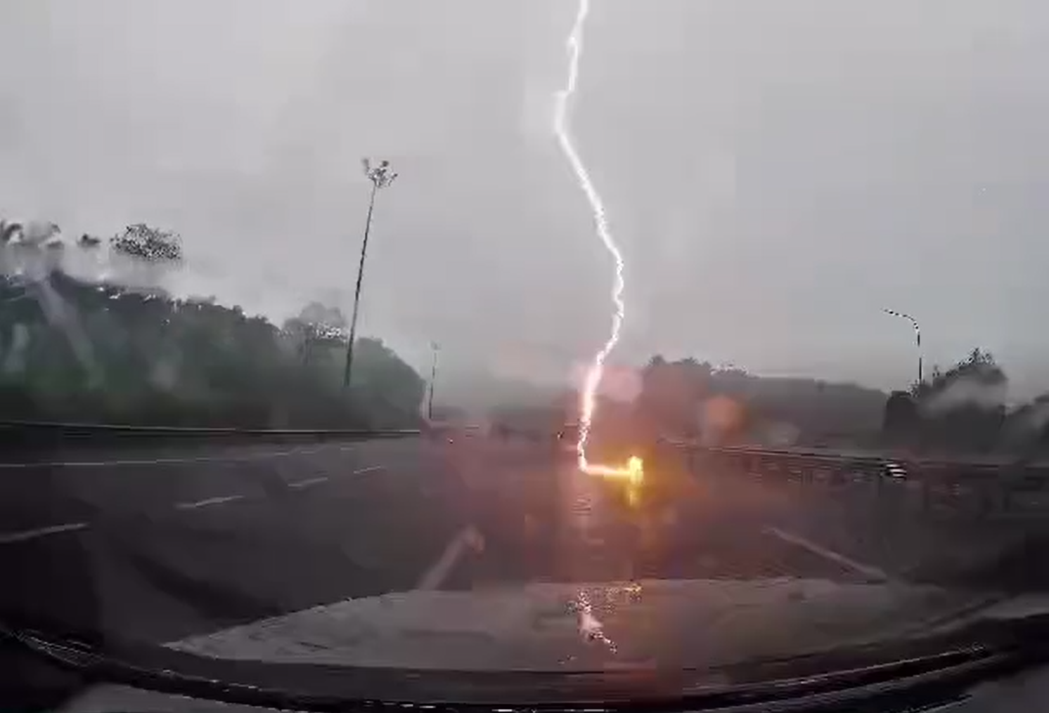 Perodua Alza struck by lightning