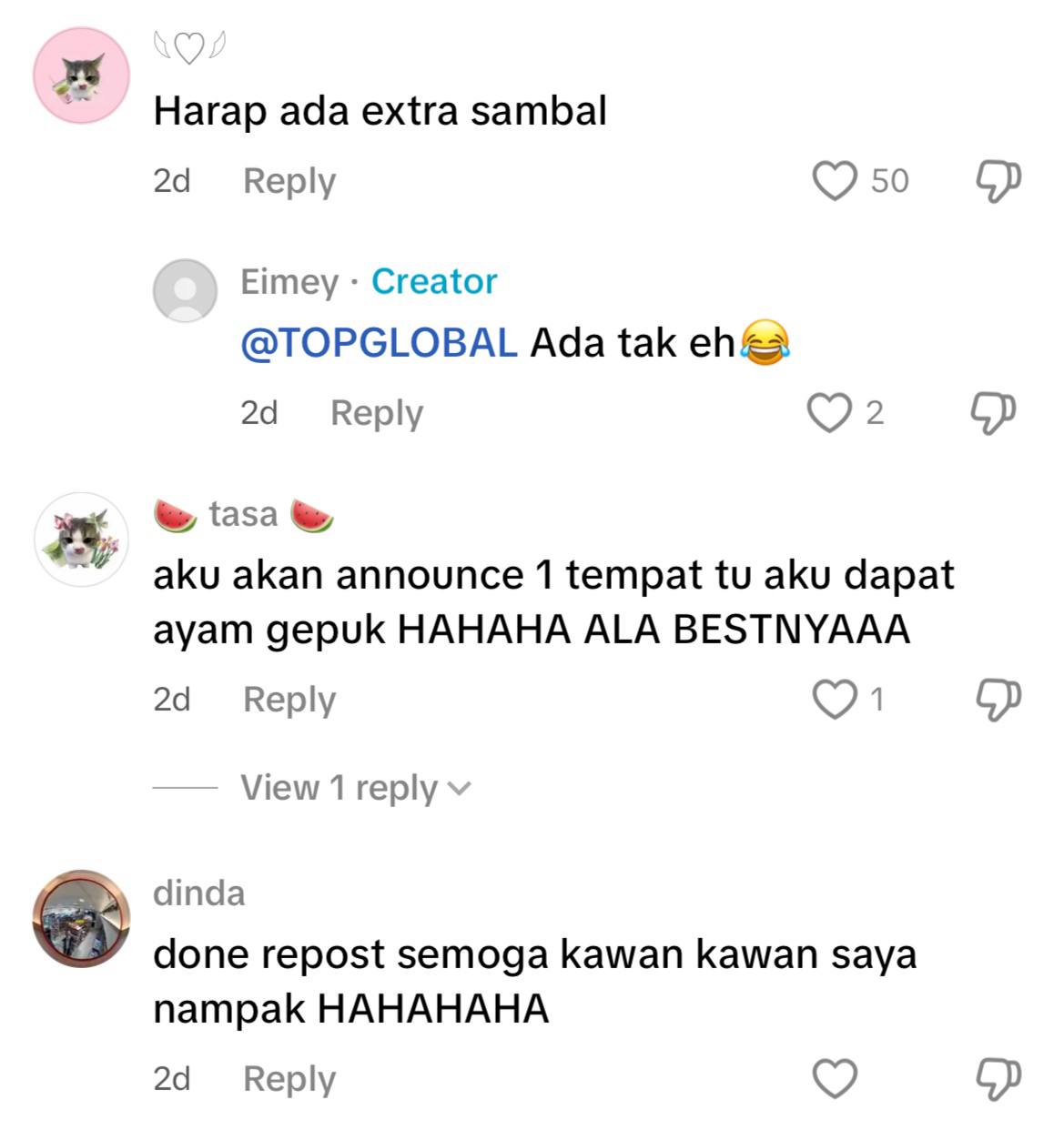 Graduan terima hadiah ayam gepuk