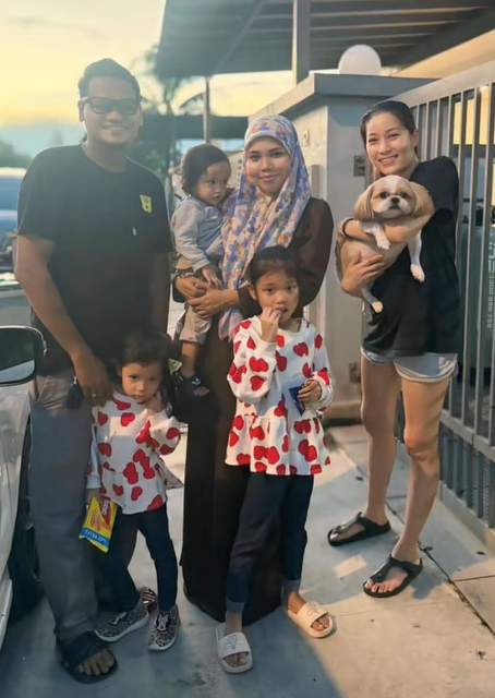 Taking picture with family