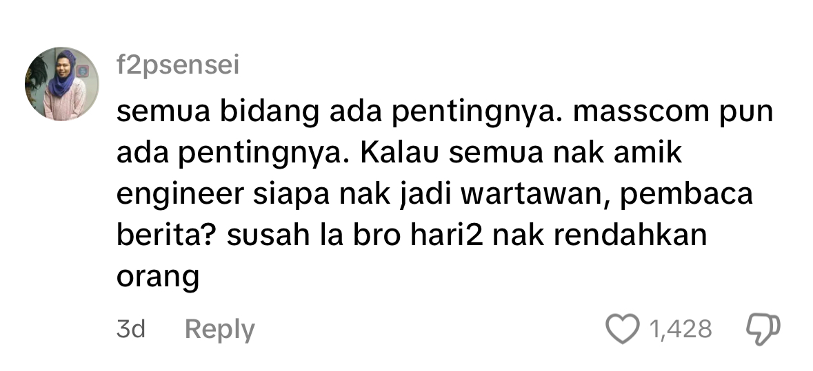 TikToker Claims Mass Comm & Theatre Are The Dumbest Courses In M'sia & Not Worth PTPTN Loans comment