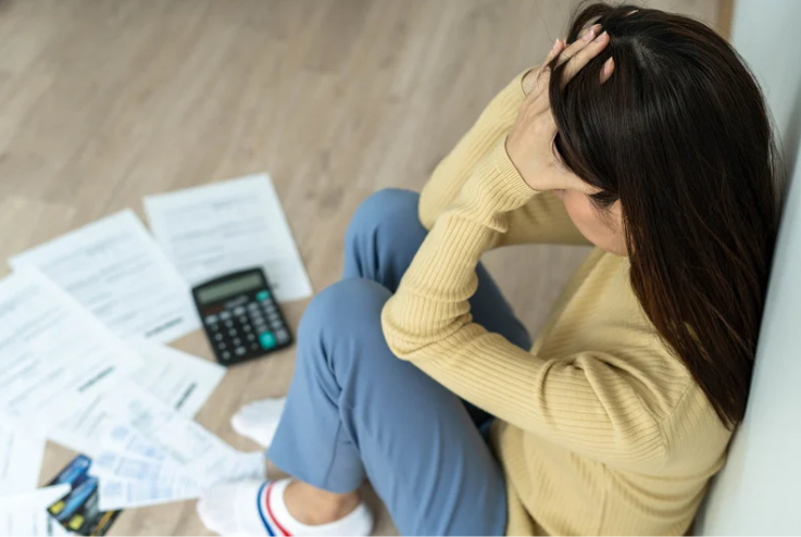 Woman stressed over her finances